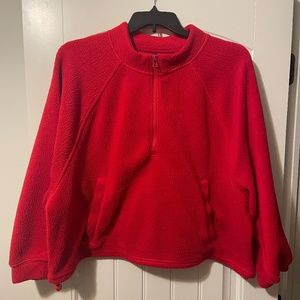 Old Navy Red Quarter Zip Fleece with Adjustable Waistline Drawstring XXL